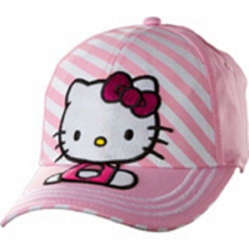 5Hello Kitty Baseball Hat Pink Stripe Hat fits most children and teens. 