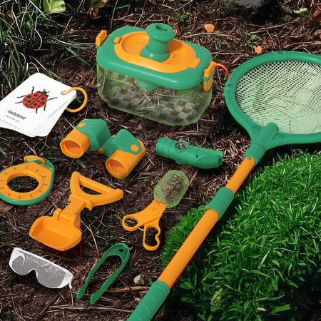 10 PCS Kids Outdoor Exploration Kit Bug Catcher Kit with Observation Box Magnifier Net Tweezers STEM Nature Toy for Boys Girls Ages 3-8