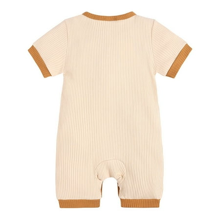 

JDEFEG 24 Month Boy Pants Pack Summer 1 Piece Outfit Baby Girls Boys Cotton Ribbed Romper Jumpsuit Short Sleeve Playsuit Pants Clothes Baby Stuff Summer Cotton Khaki 90