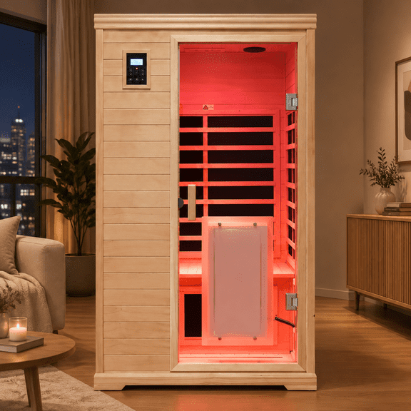 KUNSANA For 2 Person Far Infrared Saunas Hemlock Wood Indoor Sauna Therapy Light 1750W