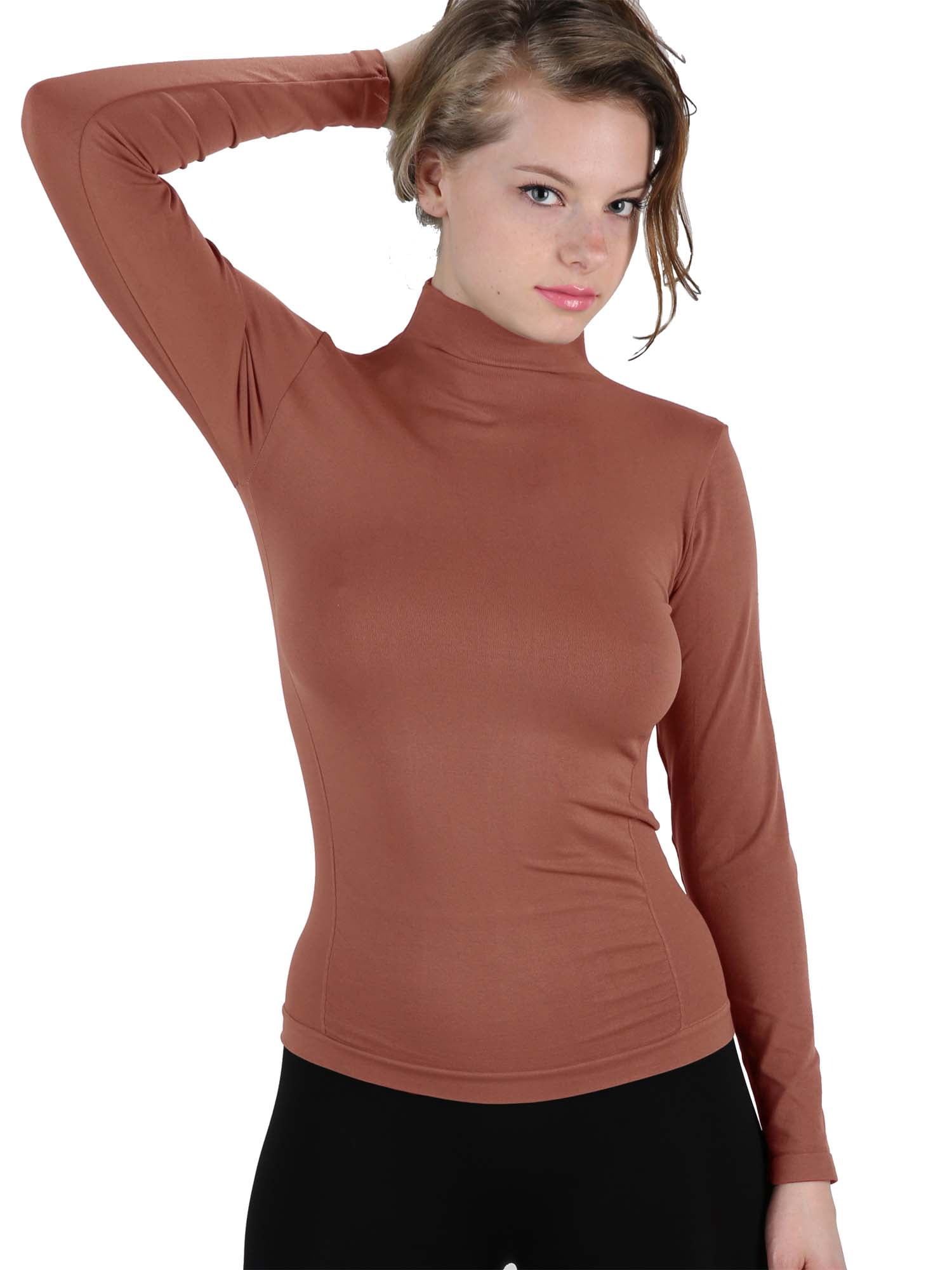 Women Stretch Long Sleeve Mock neck 