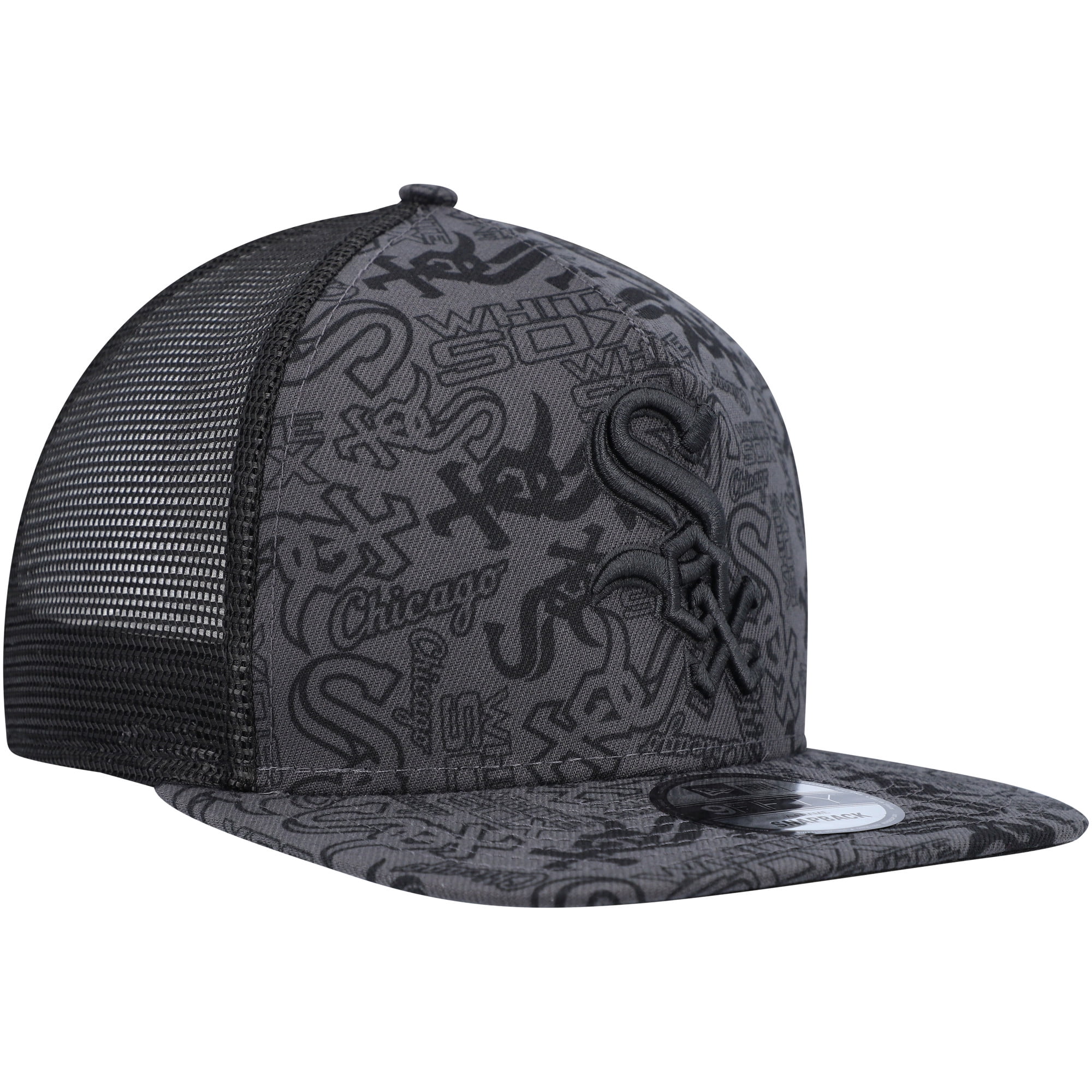 Men's New Era Black Chicago White Sox Repeat A-Frame 9FIFTY Trucker Snapback Hat