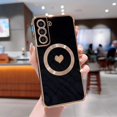 thumbnail image 4 of Magnetic Case for Samsung Galaxy S21 FE 6.4" [ Compatible with MagSafe ] Cute Heart Case for Women Girls Luxury Plating Soft Bumper Full Camera Lens Protection S21 FE Cover (Black), 4 of 11
