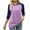 Purple, variant on Qulqfy Spring Tops for Women Plus Size 3/4 Sleeve Raglan Shirts Crew Neck Tunic Color Block Fall Tops Blouses for Women L
