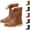 Light Brown, variant on Women's Vintage PU Leather Snow Boots, Waterproof Warm Lining Mid-Calf Boots for Winter, Comfortable Retro Style Boots for Women