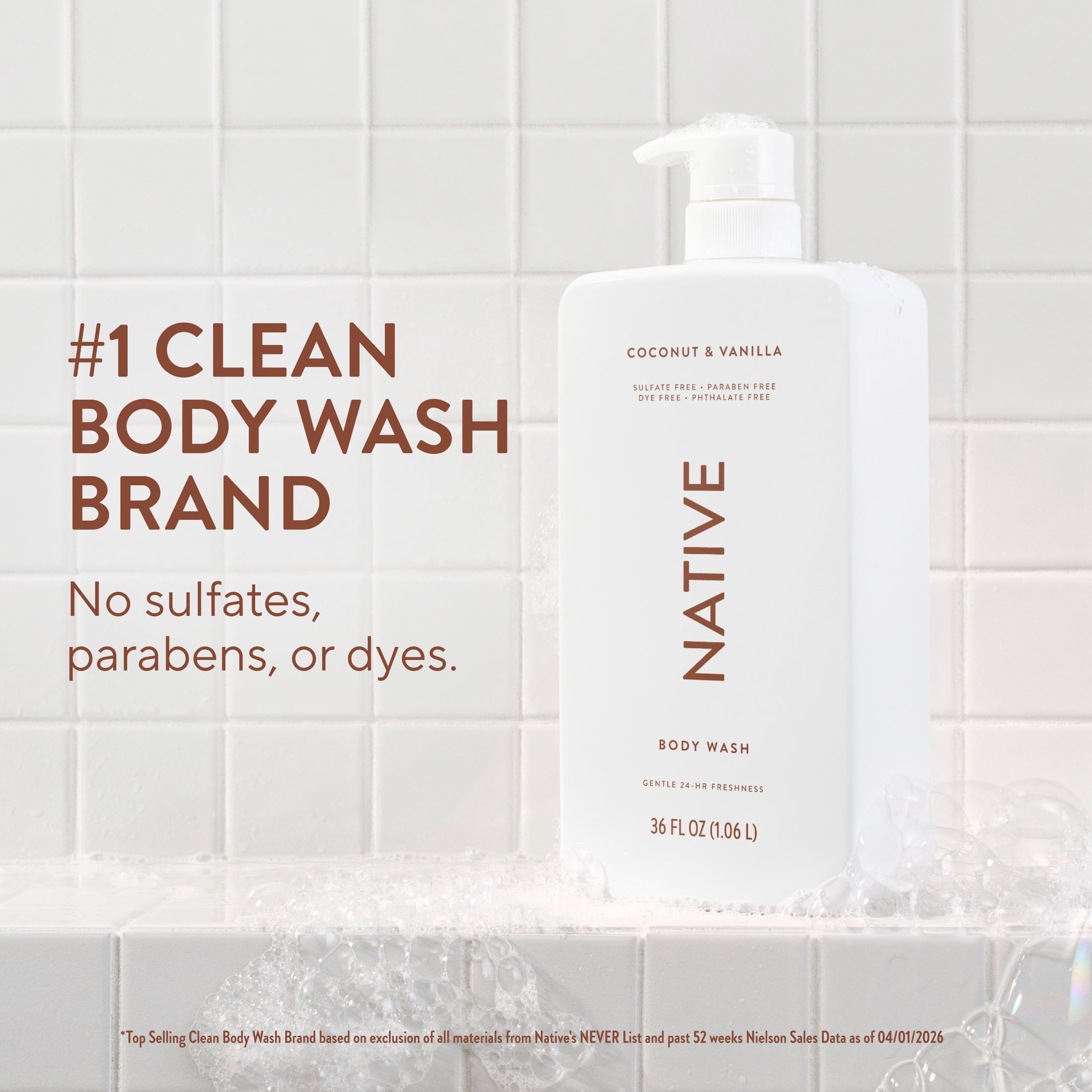 Native Body Wash, Coconut & Vanilla, Sulfate Free, 36 fl oz