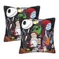 thumbnail image 1 of Juego de 2 fundas de almohada de felpa cuadradas negras de Pesadilla antes de Navidad, decoración de doble cara, cama de automóvil, dormitorio, sofá, fundas de almohada suaves, decoración del hogar,, 1 of 5
