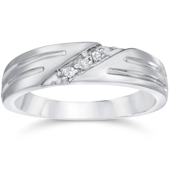 Pompeii Mens Real Diamond 14k White Gold Wedding Ring Band New (G/H,I2)