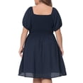 thumbnail image 4 of DARING DIVA Women's Plus Dress Smocked Square Neck Stretchy Midi Dress XL Navy Blue, 4 of 6