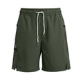 thumbnail image 3 of happyYEE Men’s Quick Dry Shorts with Zipper Pockets Drawstring Elastic Waist Casual Shorts Outdoor Running Sport Shorts for Men,Green-a,,S, 3 of 7