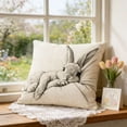 thumbnail image 6 of 18 Inch Easter Bunny Linen Pillow Cover Cute Sketch Decorative Throw Case Spring, 6 of 6