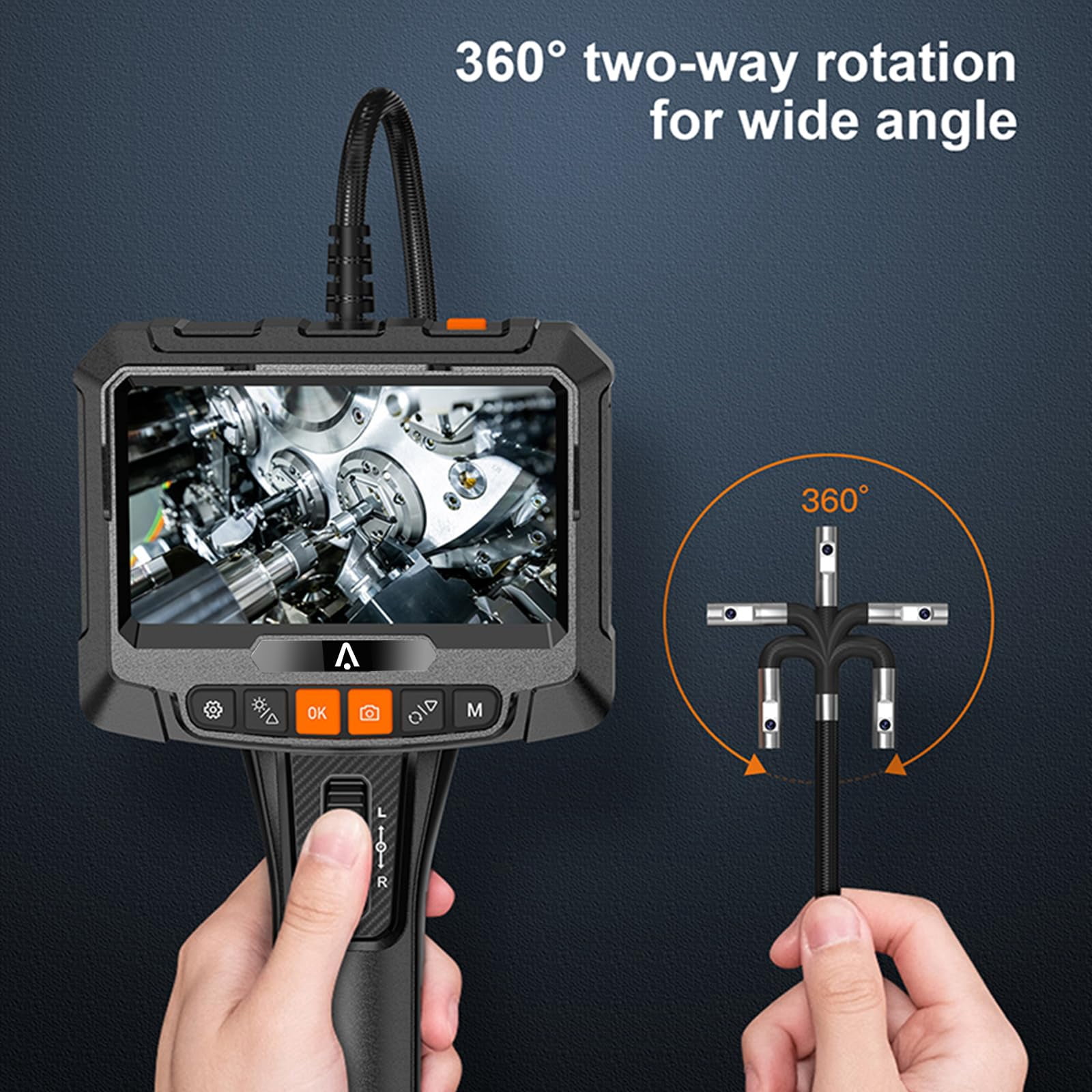 Litake Single Lens Pipe Endoscope, 5-inch IPS Screen, 1080P HD Lens, IP67 Waterproof LED Light, 6.6ft Flexible gooseneck Snake Camera, 8.5mm Wall Tube