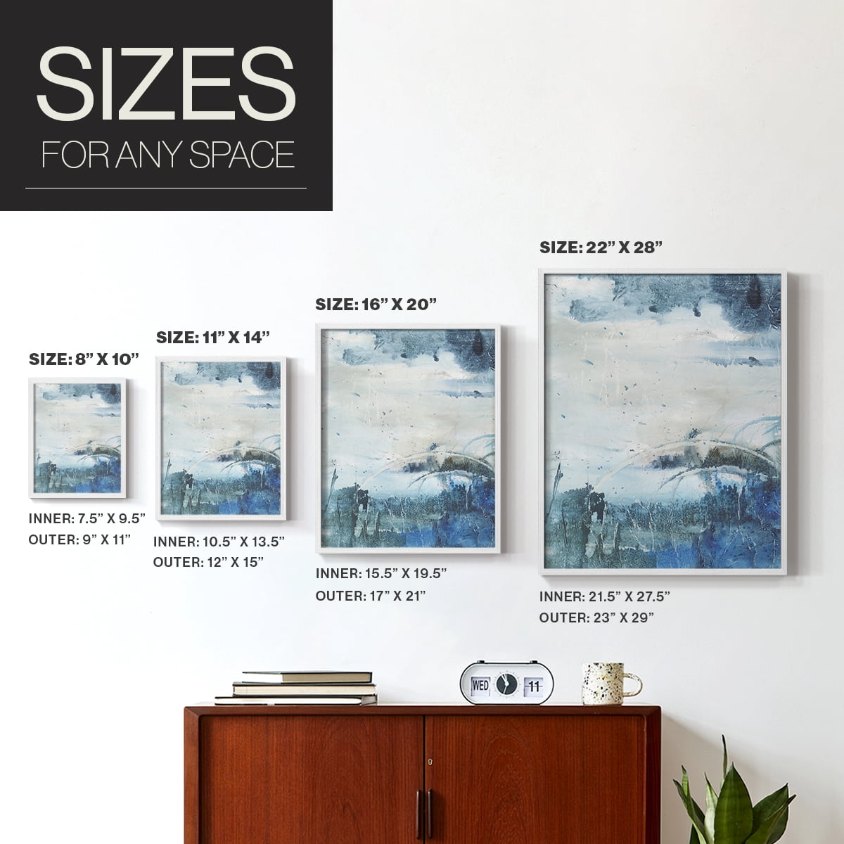 Coastal Seas II Framed Print in White Solid Wood Framed Print No Nail Hanging