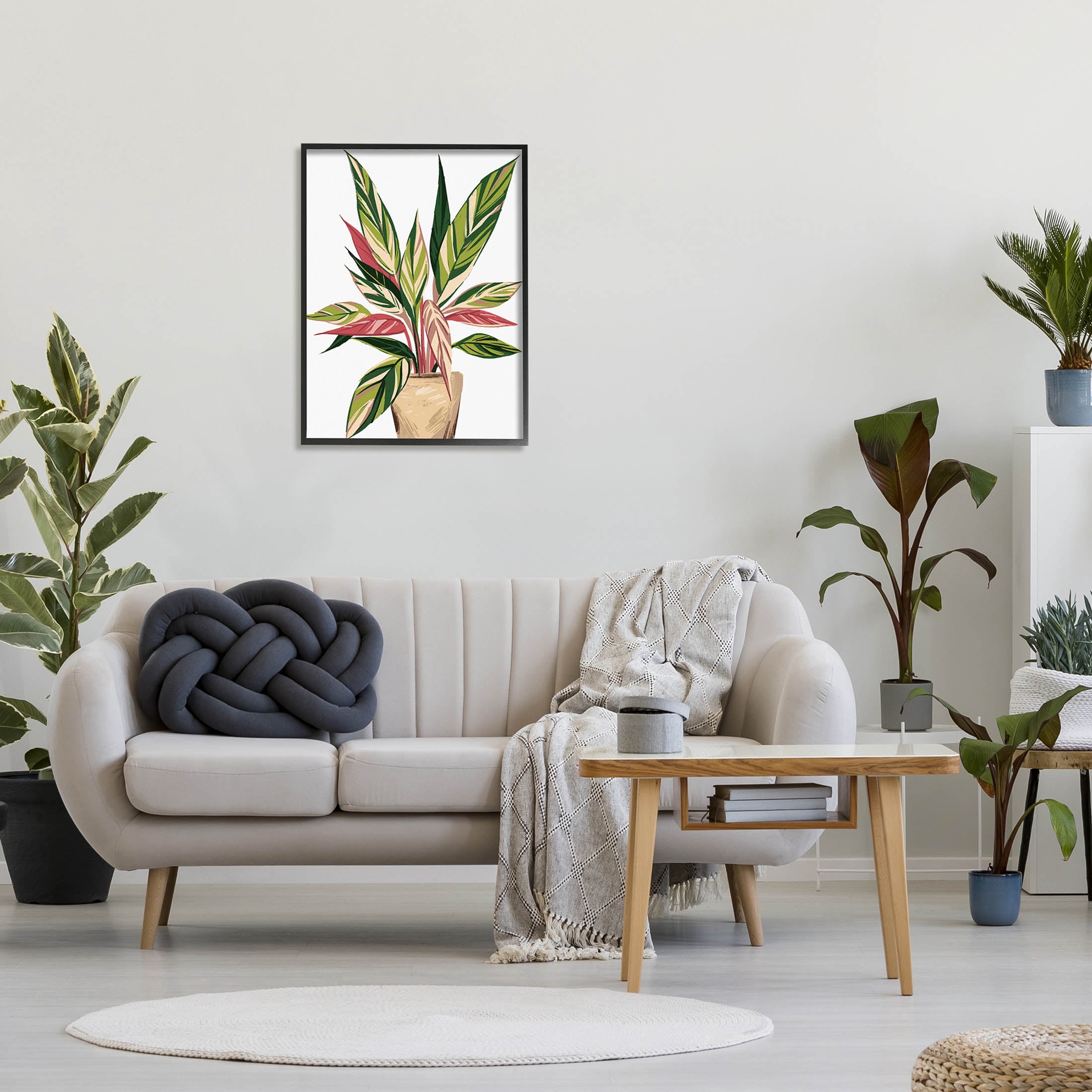 Modern Potted Plant Leaves Botanical & Floral Graphic Art Black Framed Art Print Wall Art