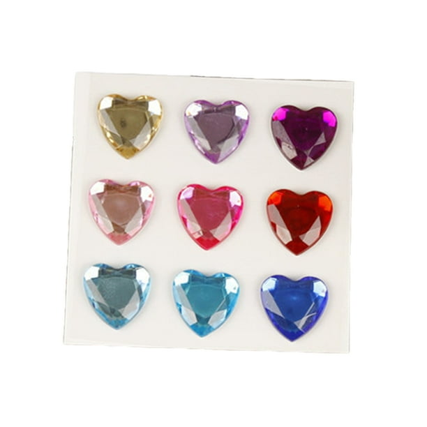 Inteprter 10 hojas de pegatinas de diamantes de imitación, calcomanías acrílicas de mano para niños, estudiante tridimensional DIY, amor, corazón, Artesanía color mezclado Inteprter HA062097-02B