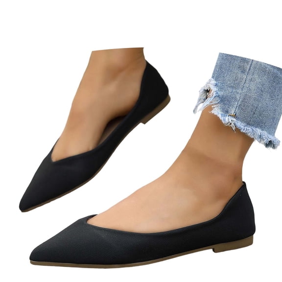 Wovix Pointed Toe for Women Girls Casual Shoes on Dress Ballet Flats Lightweight Comfy Daily Shoes Black 37