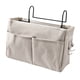 thumbnail image 2 of Bolsa colgante para mesita de noche, cesta organizadora de bolsillo para almacenamiento junto a la cama, de lino y algodón, para literas, dormitorios, color blanco, 2 of 5