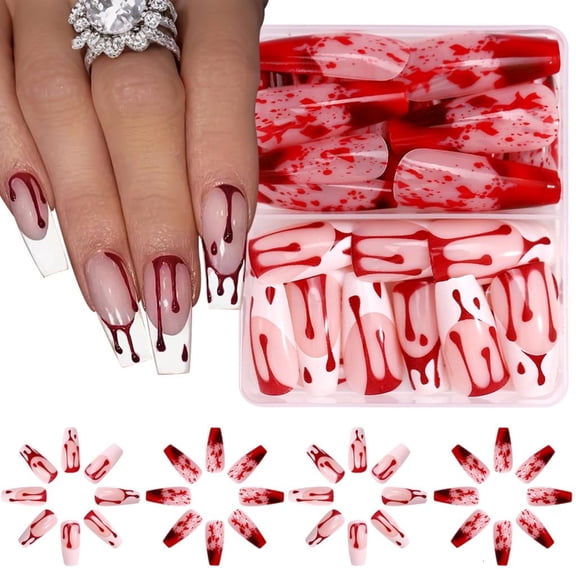 POYOGA Vampires Blood Nail Decals 48 Pieces Accessory Easy Apply ABS Art