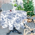 thumbnail image 5 of AnyDesign Vintage Floral Tablecloth Rectangle Blue Flower Fabric Table Cloth Washable Flower Table Cover for Picnic Dinner Table Decoration, 60 x 104 Inch, Blue, White, 5 of 6