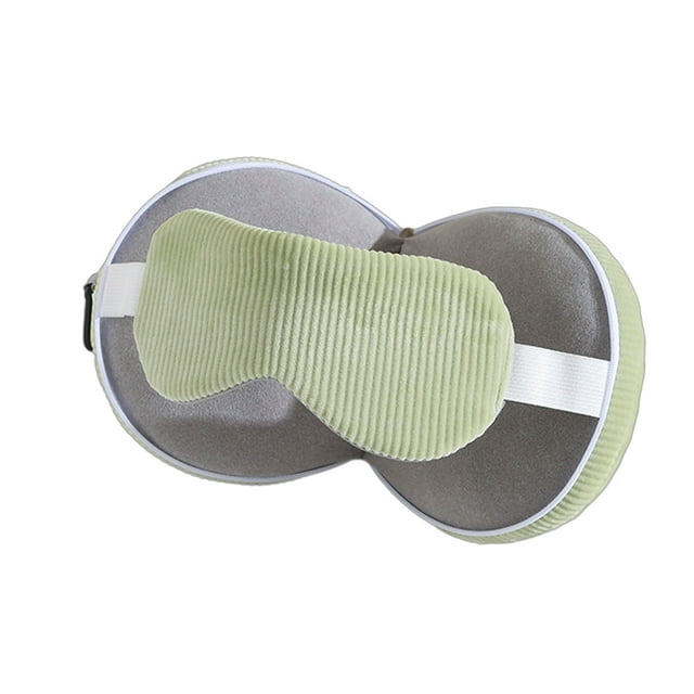 Almohada de viaje para el cuello con antifaz, 2 en 1, portátil, plegable, con cremallera y mosquetón para aliviar el dolor de cuello, ideal para vuelos y viajes en coche.