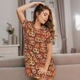 thumbnail image 3 of Rateoe Brown Owl Print Women’s Nightdress – Cozy Cotton Short-sleeved Sleep Shirt, Loose-Fit Sleepwear, Perfect for Relaxing and Sleeping, 3 of 6
