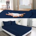 thumbnail image 7 of 2   Mattress Protector,  Bed Fitted Sheet, Machine Washable 14" Deep Pocket Mattress Covers for  Bed, Navy Blue, 7 of 7