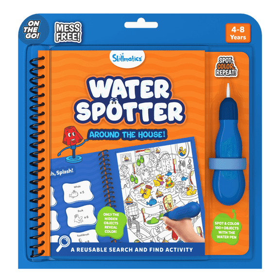 Skillmatics Reusable Search & Find Book - Water Spotter, Mess-Free, Fun Learning Activity, Travel Toy, Gifts for Boys & Girls Ages 4, 5, 6, 7, 8