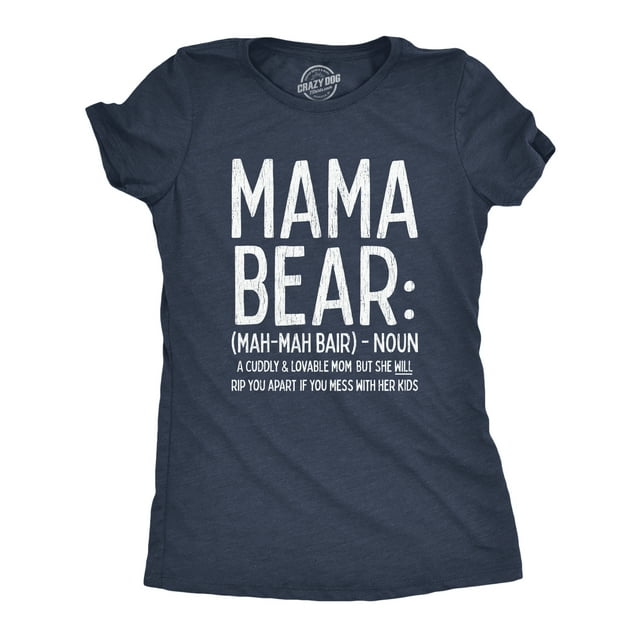 Womens Mama Bear Definition T Shirt Funny Mothers Day Gift Best Mom Novelty Tee (Heather Navy) - 3XL