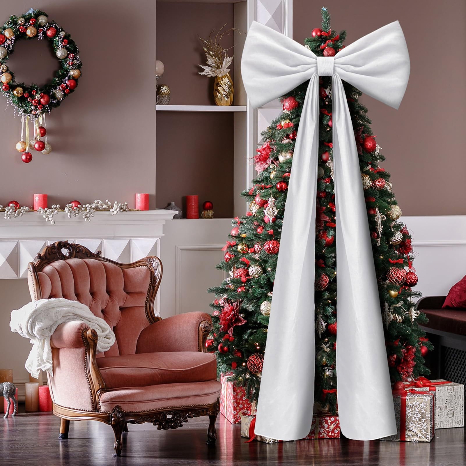 Dserfhy 71 Inches Christmas Extra Large Velvet Bow Giant Xmas Tree Toppers Bows for Home Wreath Wall Backdrop Birthday Wedding Party Decoration