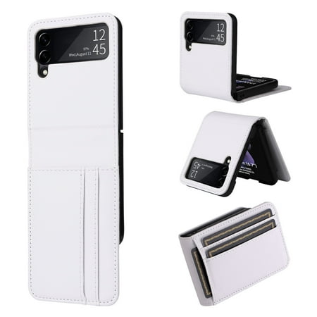 UUCOVERS for Galaxy Z Flip 4 Wallet Case with Card Holder, Business Style Premium PU Leather for Women Men Protective Phone Case Cover for Galaxy Z Flip 4 5G 2022, White