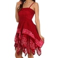thumbnail image 3 of Sakkas Batik Handkerchief Hem Short Dress - Burgundy / Pink - One Size, 3 of 4