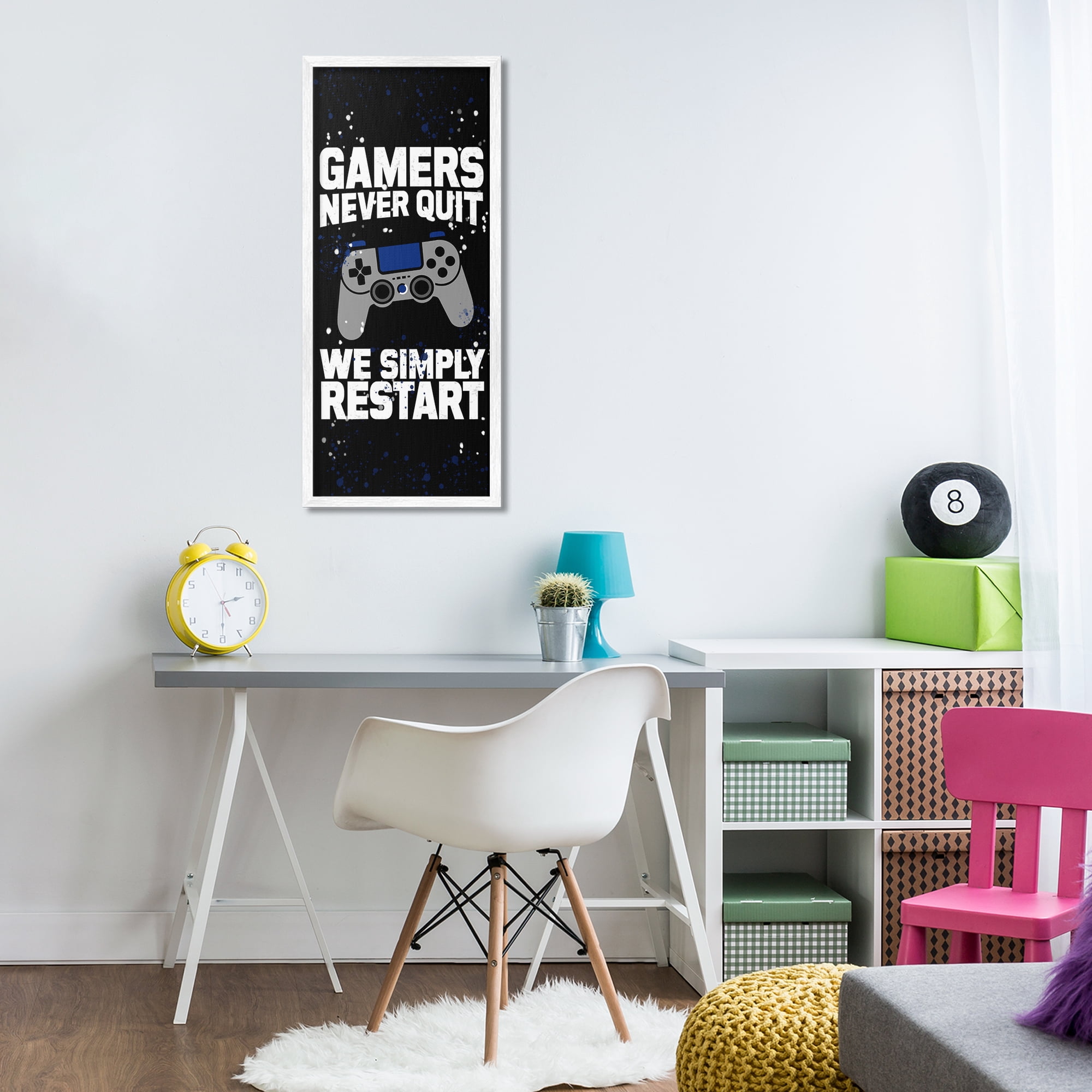Stupell Industries Never Quit Simply Restart White Framed Giclee Art, design by Kim Allen