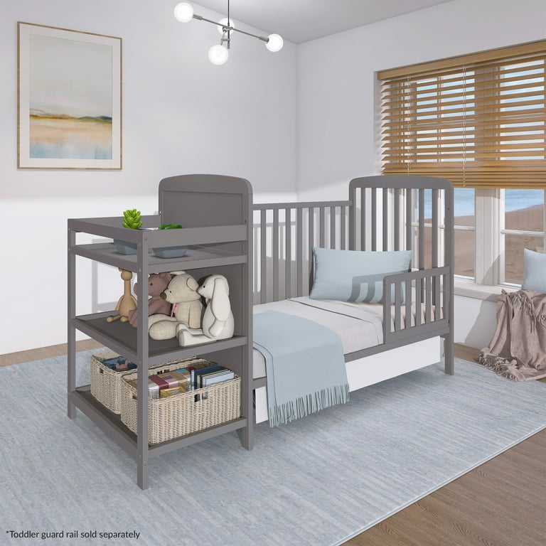 Dream On Me Anna 3-in-1 Convertible Crib and Changing Table Steel