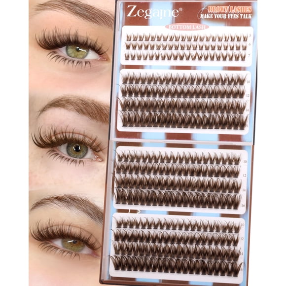 Extensiones de pestañas Zegaine Brown Wispy Lash Clusters, 300 unidades