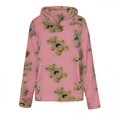 thumbnail image 3 of Women's Teddy Bear Coat Printed Double-layer Plush Pullover Fleece Hoodie, Casual Loose Pocket Long-sleeve Sweatshirt for Cozy Winter Wear,Pink,S, 3 of 5