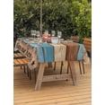 thumbnail image 3 of Outdoor Tablecloth with Umbrella Hole for Patio/Picnic/Party, Western Texas Star Retro Waterproof Table Cloth Rectangle Table Cover Washable, Country Farmhouse Light Blue Brown Wooden (52"x 70"), 3 of 8