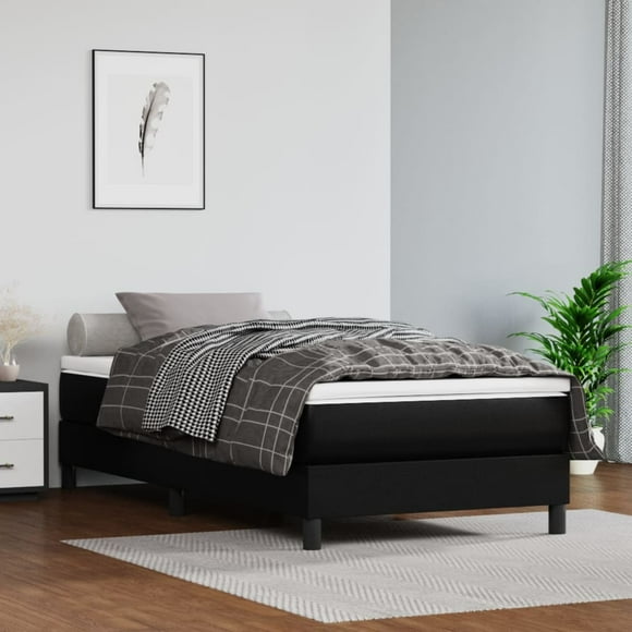 vidaXL Bed Frame Black 100x190 cm Twin Faux Leather