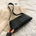 thumbnail image 2 of Bolso informal para mujer, Bolso plisado de cuero PU, Bolso informal para mujer al aire libre (negro), 2 of 8