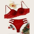thumbnail image 2 of Lingerie Sets for Women New Fashion Lace Lingerie Underwear Sleepwear Steel Ring Pajamas Garter Bra Set, Color:Red, Size:XL, 2 of 8