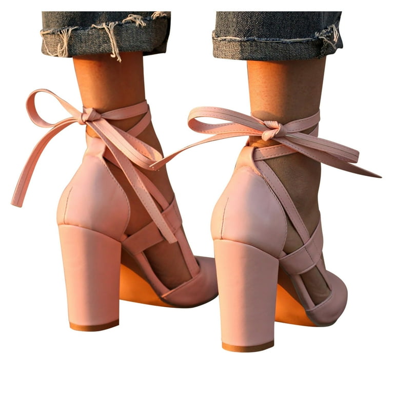 Retro hollow out hotsell bandage stiletto pumps