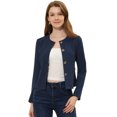 thumbnail image 1 of Chaqueta De Mujer Con Botones Cortos Y Ligeros Vintage De Otoño Con Bolsillos Azul Marino L, 1 of 5