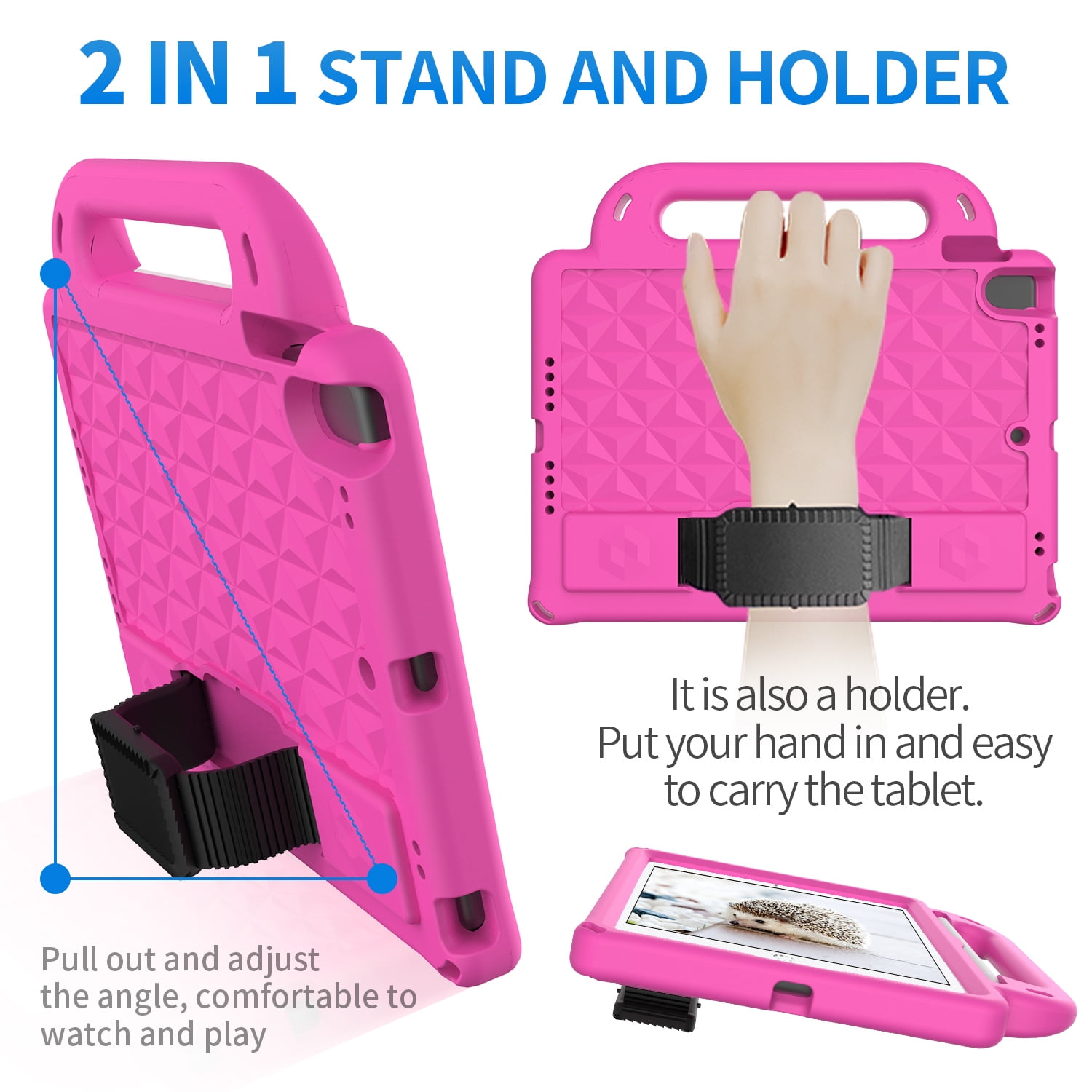 Feishell iPad 10.2 Case 2021/2020/2019, iPad 9th/8th/7th Generation Case, Heavy Duty Silicone Rubber EVA Protective Kids Case with Pencil Holder Hand Strap Shoulder Strap Stand for iPad 10.2",Black