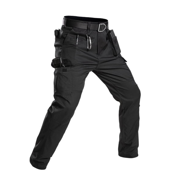 Domzest Tactical Pants for Men Stretch Ripstop Waterproof Cargo Pants with Pockets Hiking Big and Tall Work Pantalones Black L