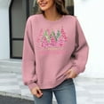 thumbnail image 3 of Womens Christmas Sweatshirts Loose Waffle Crewneck Long Sleeve Shirts Christmas Tree Printed Sweaters Casual Fashion Xmas Holiday Party Pullover Tops, 3 of 6