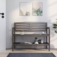 thumbnail image 2 of New Ridge Home Goods Abingdon Wood Large Bench with Back and Shelf in Espresso, 2 of 9