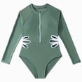 thumbnail image 4 of CAICJ98 Girl's One Piece Rash Guard Long Sleeve Swimsuits Cut Out Zipper Bathing Suit for Girls Swimwear (AG,12-13 Years), 4 of 9