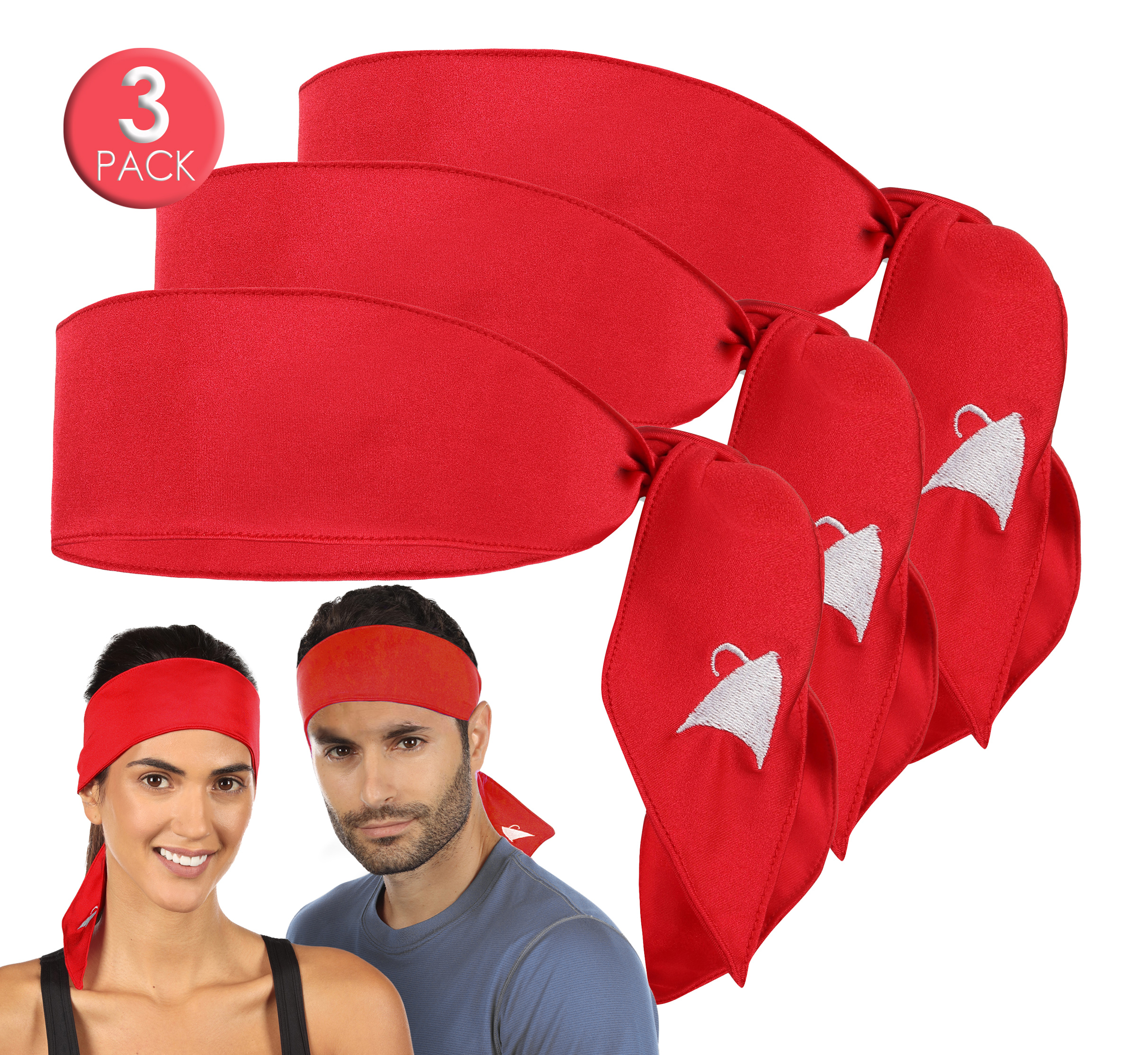 Athle Sport Sweatbands for Men and Women Tie Athletic Headbands (Pack