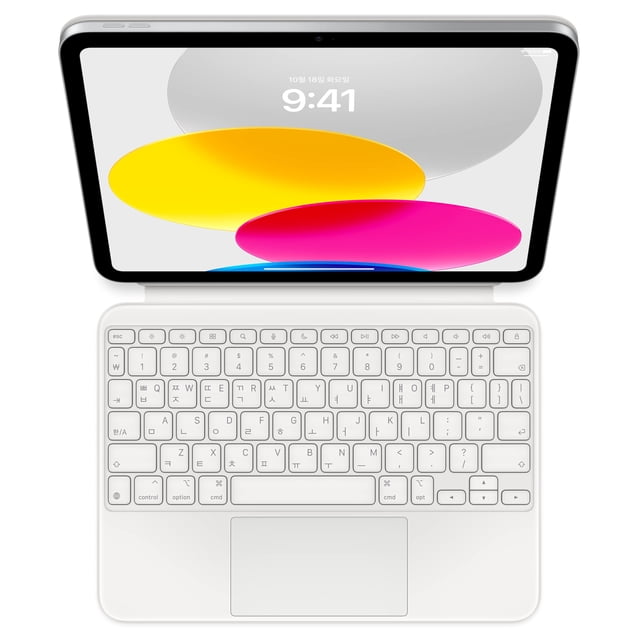 Apple Magic Keyboard Folio: iPad Keyboard and case for iPad (10th Generation), Detachable Two-piece Design that attaches magnetically, Built-in trackpad, Korean - White