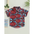 thumbnail image 2 of WIFORNT Toddler Baby Summer Tops, Short Sleeve Lapel Collar Geometric Print Button Down Shirts, 2 of 9