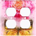 thumbnail image 3 of Metal Light Switch Plate Outlet Cover Pink Rose Flower Butterfly ROS003, 3 of 13